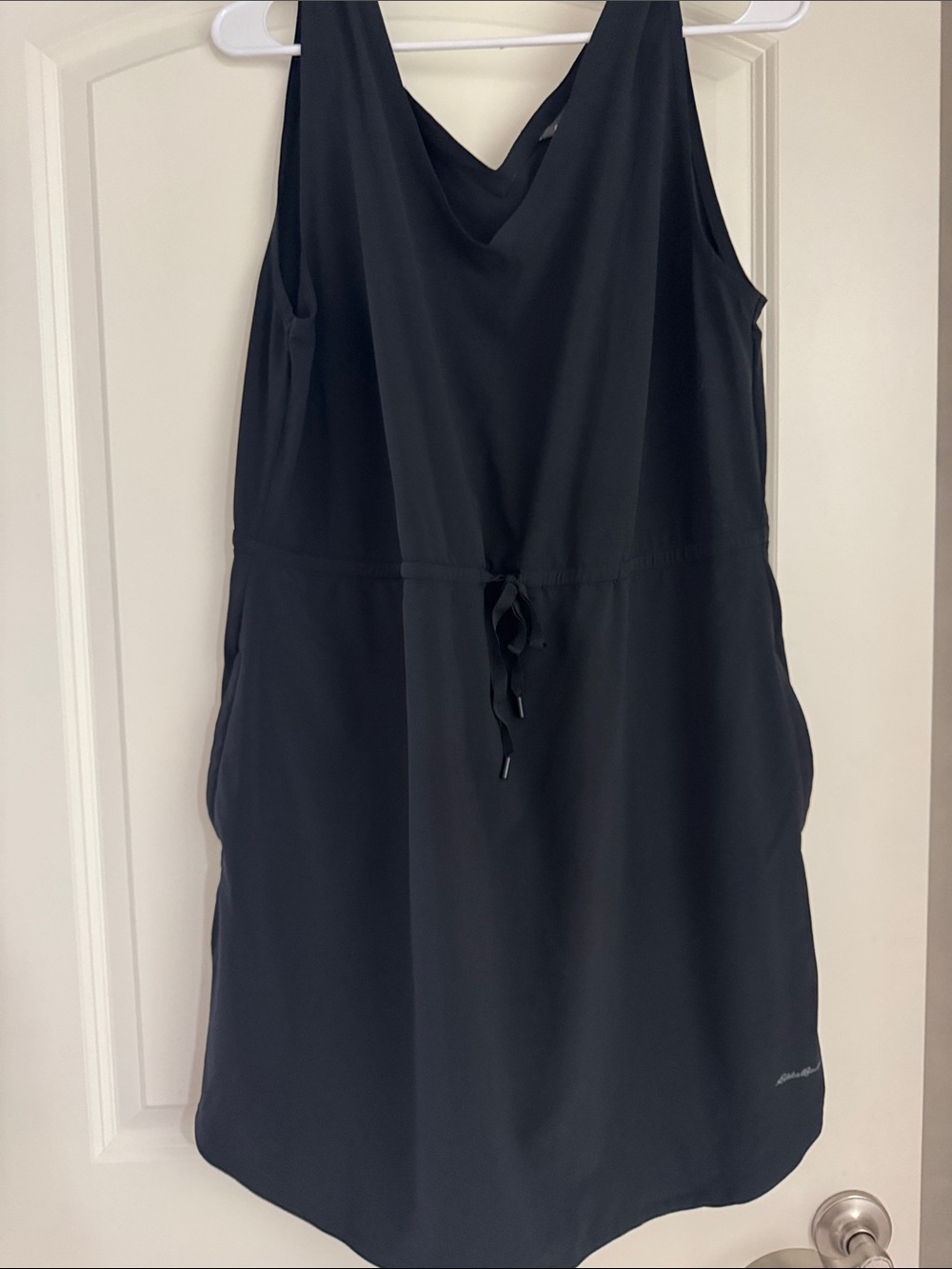 Eddie Bauer Black Sleeveless Drawstring Tank Dress